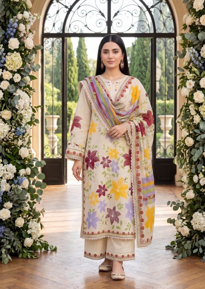 Pakistani Nwt Cotton 3 Piece Embroidered Outfit Size Xl