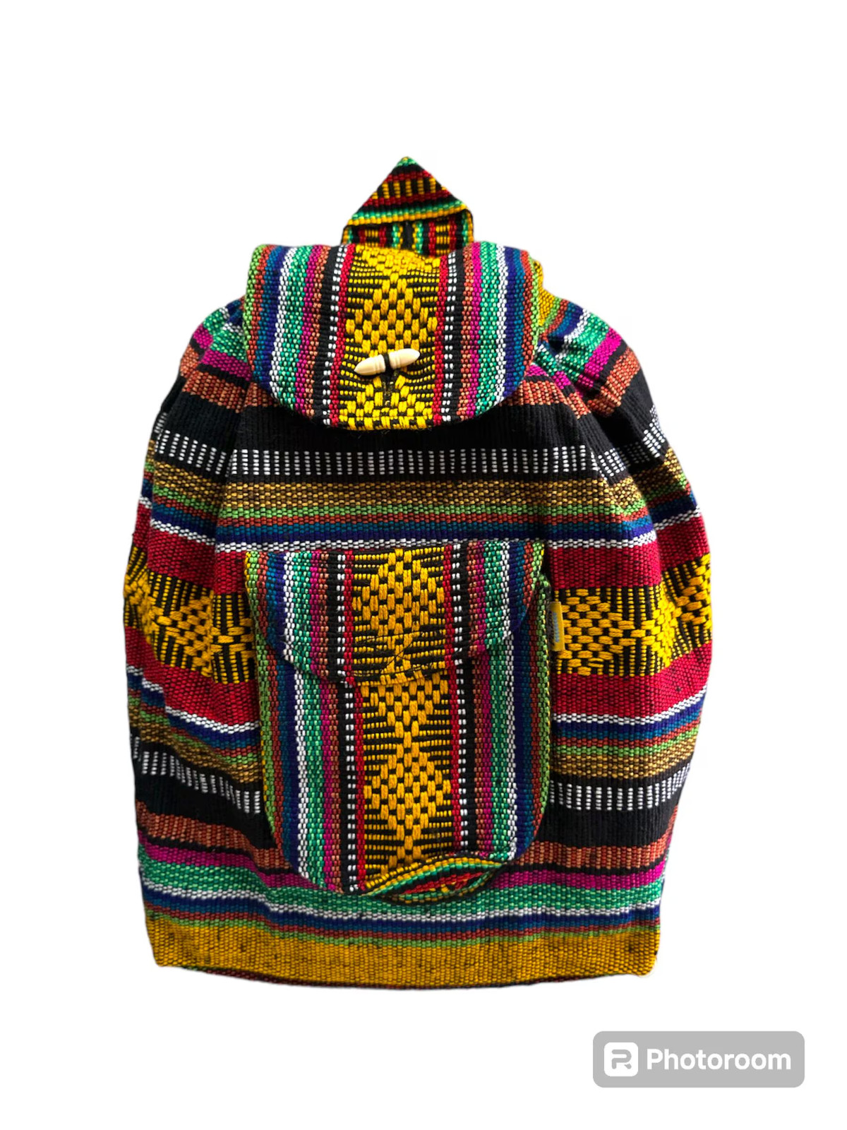 BACKPACK , HIPPIE GEAR , MEXICAN MADE , AUTHENTIC PINZON , YELLOW MIX