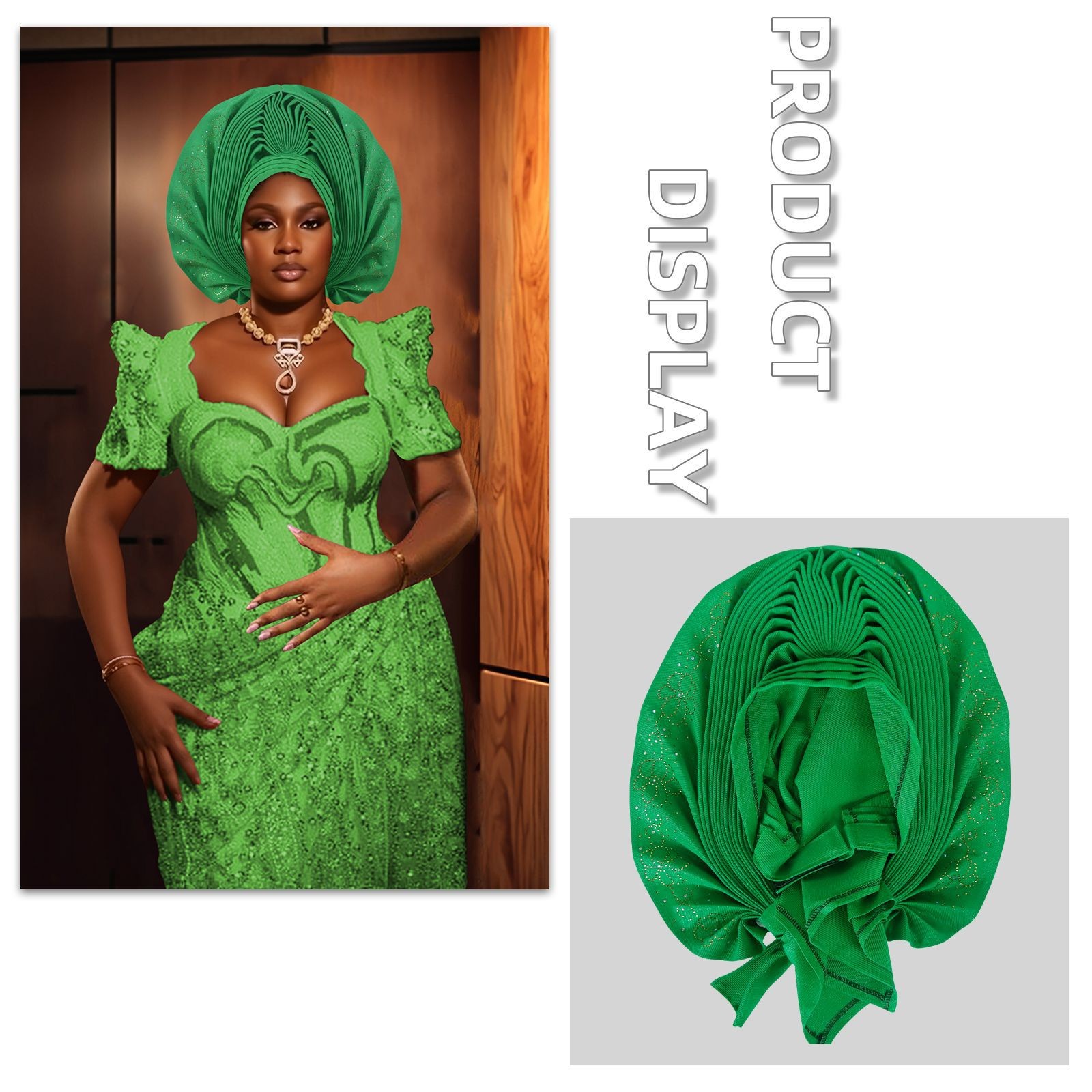 Luxury Beaded Rhinestone Gele Headwrap African Nigerian Wedding Headtie Headwear