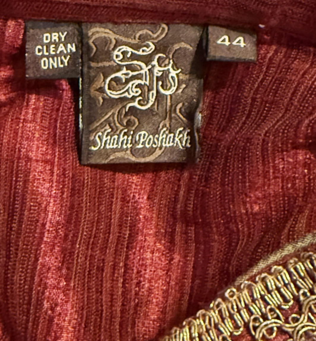 Shahi Poshakh Mens Kurta Beaded 44 XL Maroon Royal Costume Embroidery