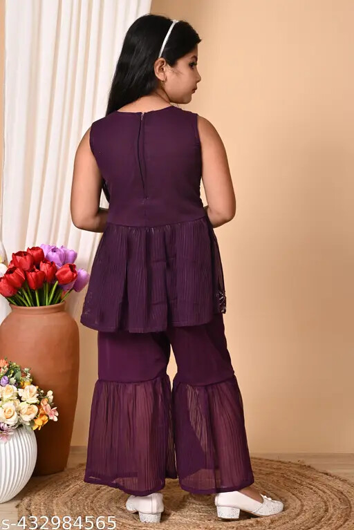 Indian Traditional Trend stylish Baby Girls Ethnic Kurti Sharara With Dupatta