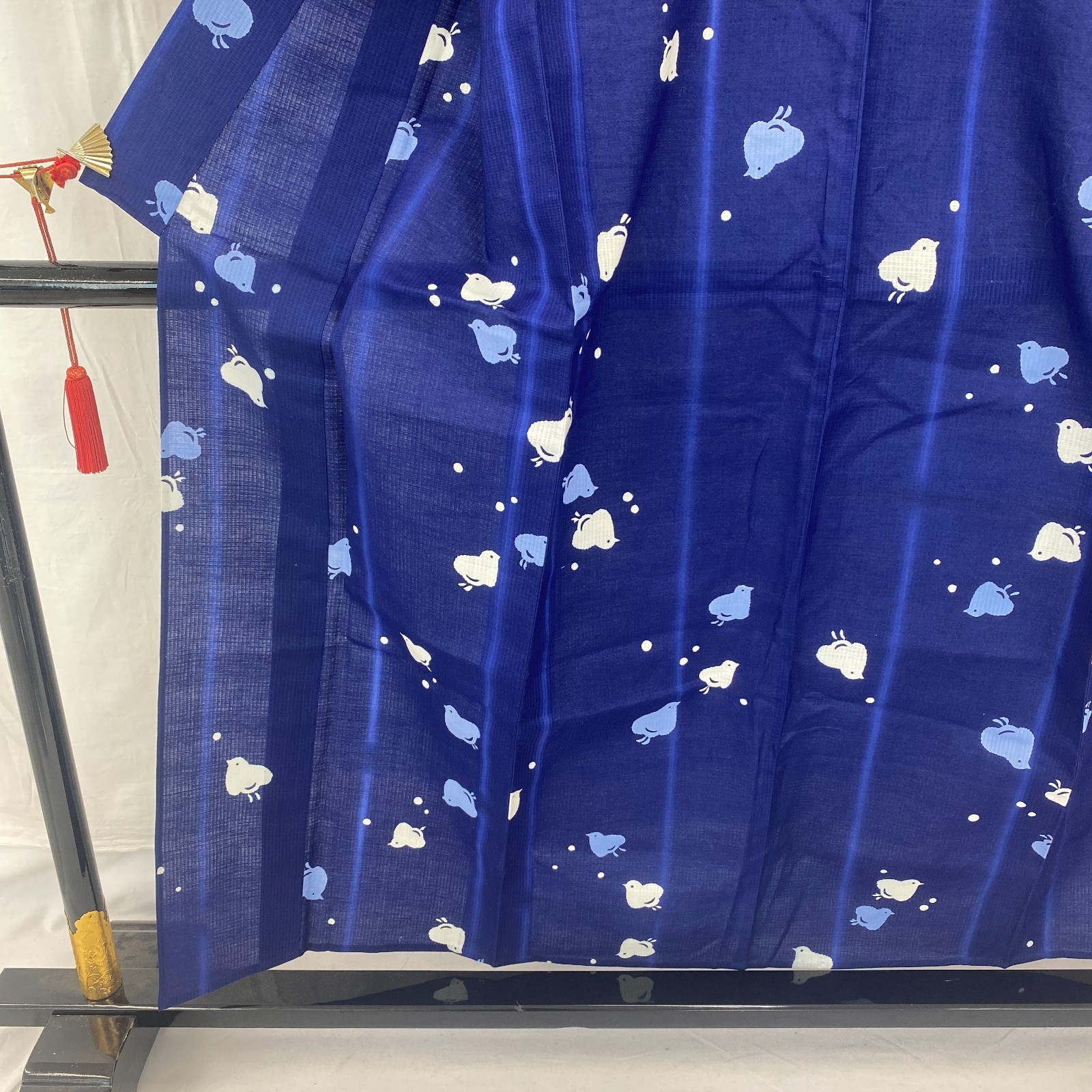 Japanese Vintage Kimono Cotton Blue No Lining Traditional Authentic Length 59 in