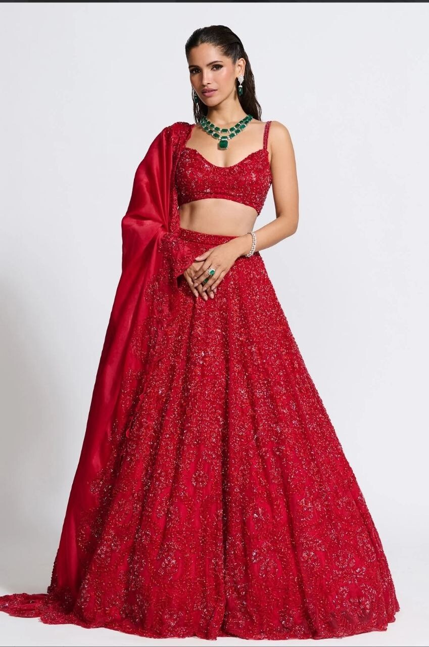 BOLLYWOOD STYLE HEAVY VICHITRA SILK LEHENGA CHOLI WITH DUPATTA FOR PARTY