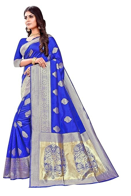 Women’s Pure Kanjivaram Silk Saree Soft Design With Blouse Piece For Wedding