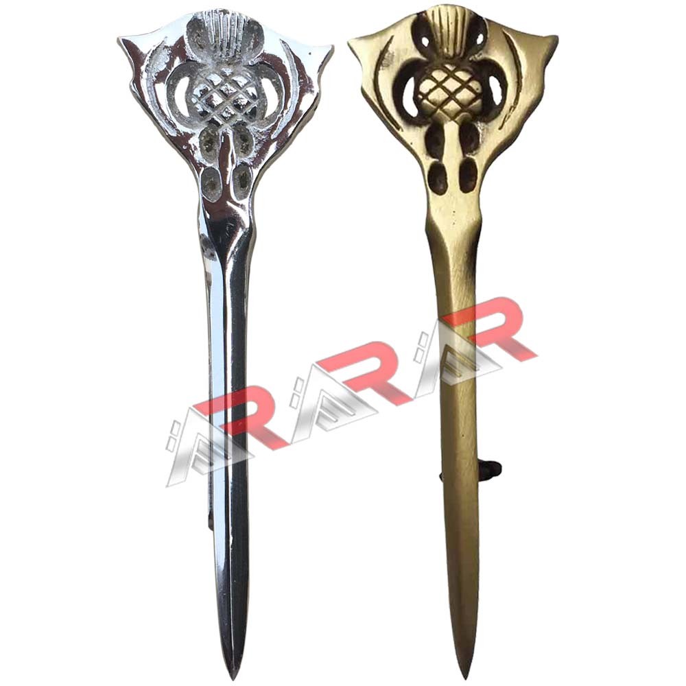 Scottish Kilt Pins Highland Kilts Pin Thistle Hilt Antique Chrome Finish 4″ AAR