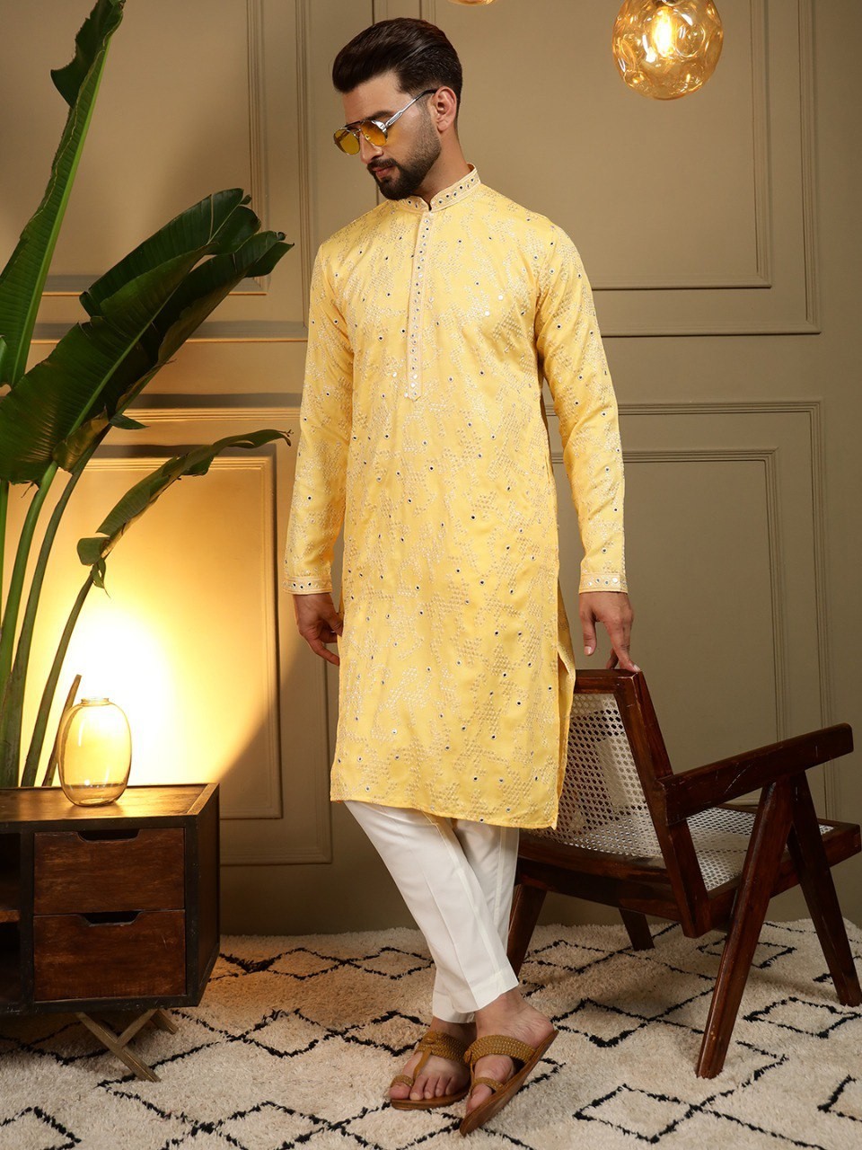 Indian Pure Cotton Kurta Pajama For Men’s Wedding Wear Fancy rayon Ready Made
