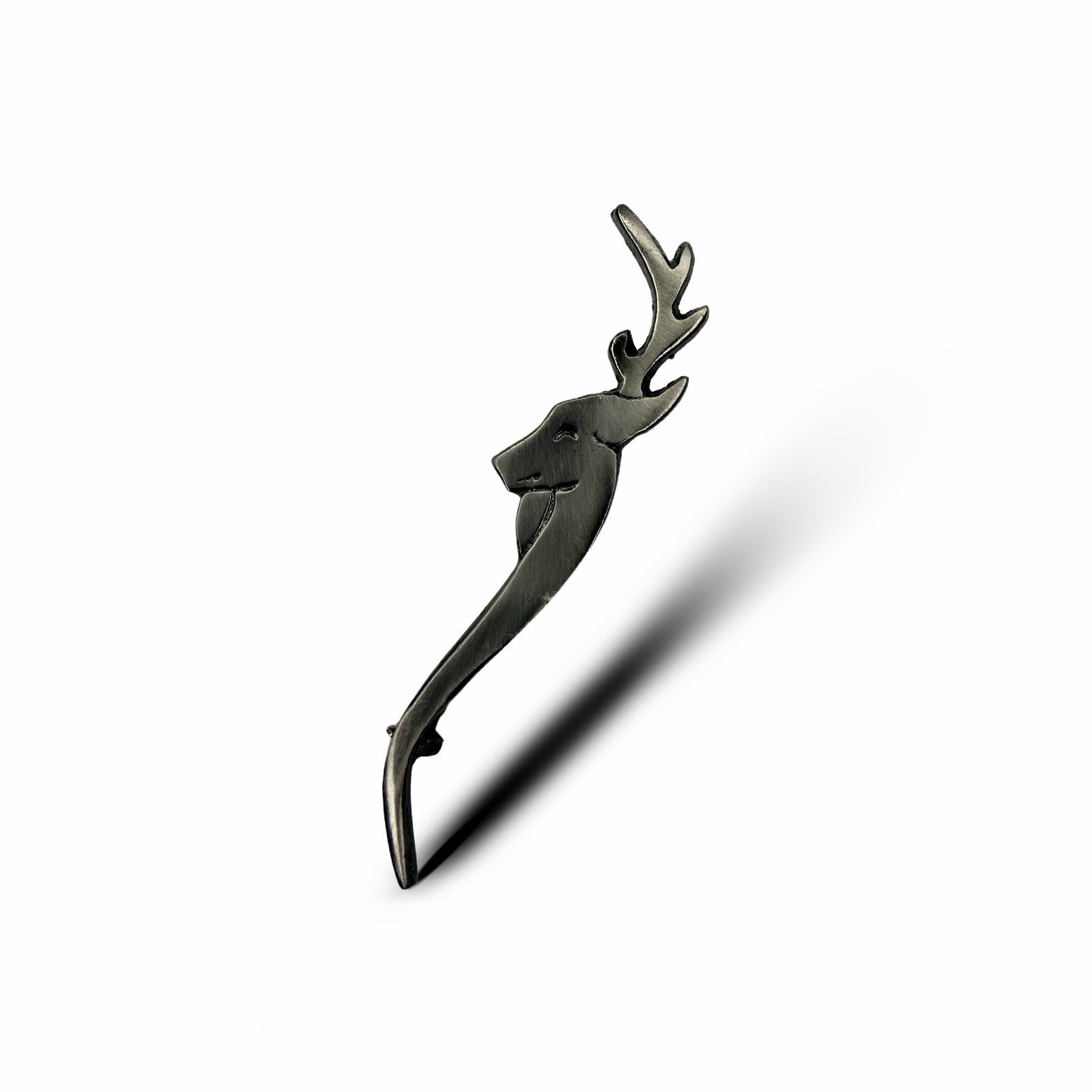 Scottish Stag Head 4″ Nickel Antique Finish Kilt Pin