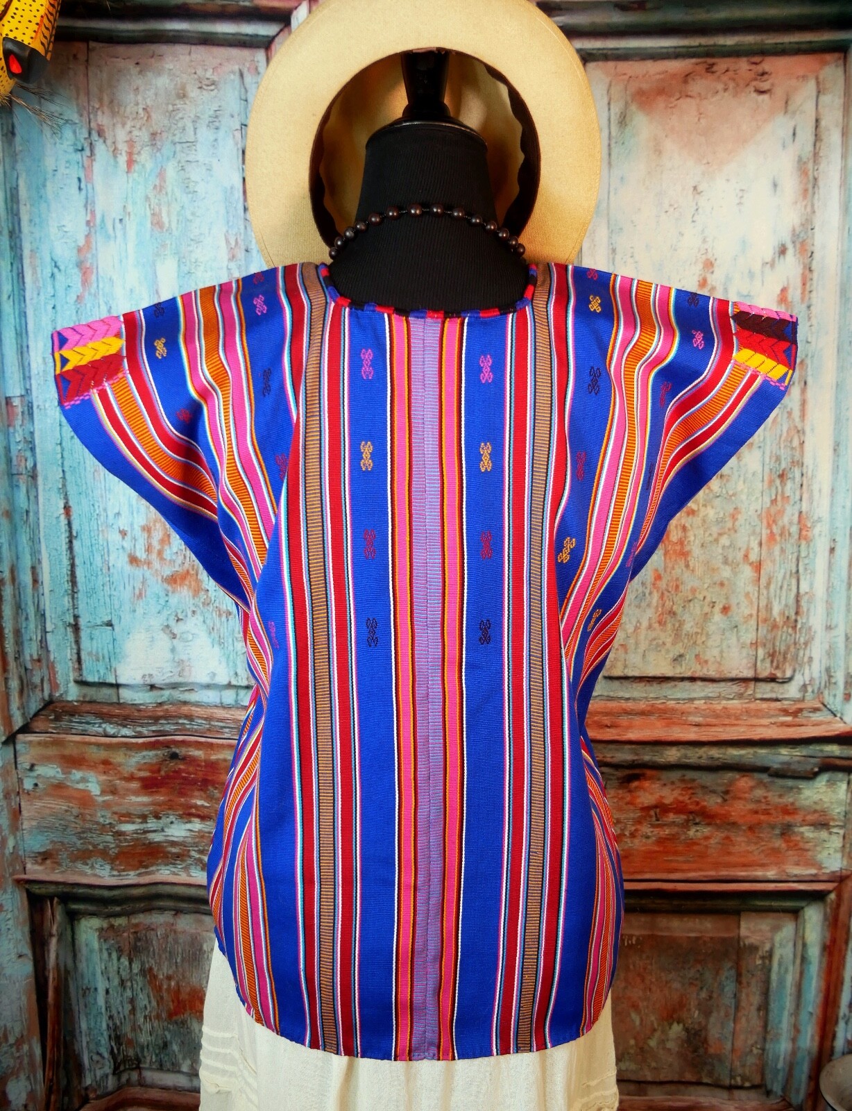 M/L Huipil Tunic Hand Woven Back Strap Loom Maya Chiapas Pantelho Mexico Boho