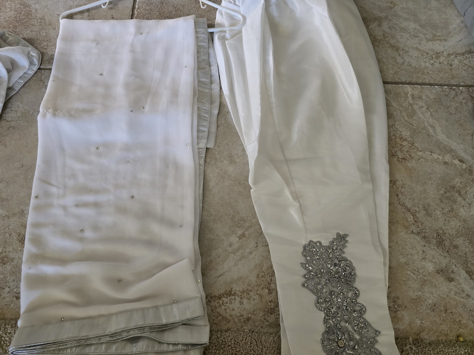 Elegant White Pakistani 3 Pc Set Indian Embroidered Formal Dress