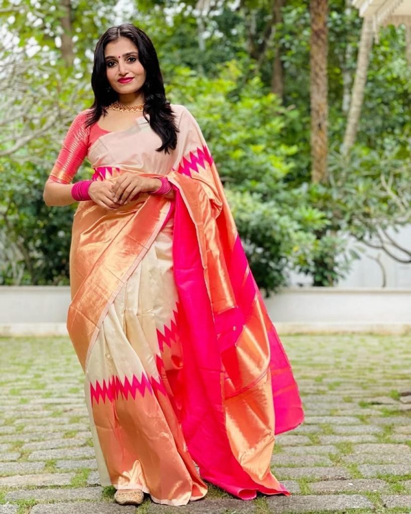 Ethnic Lichi Silk Jacquard Work Saree Rich Pallu Indian Women Festive Wear Sari