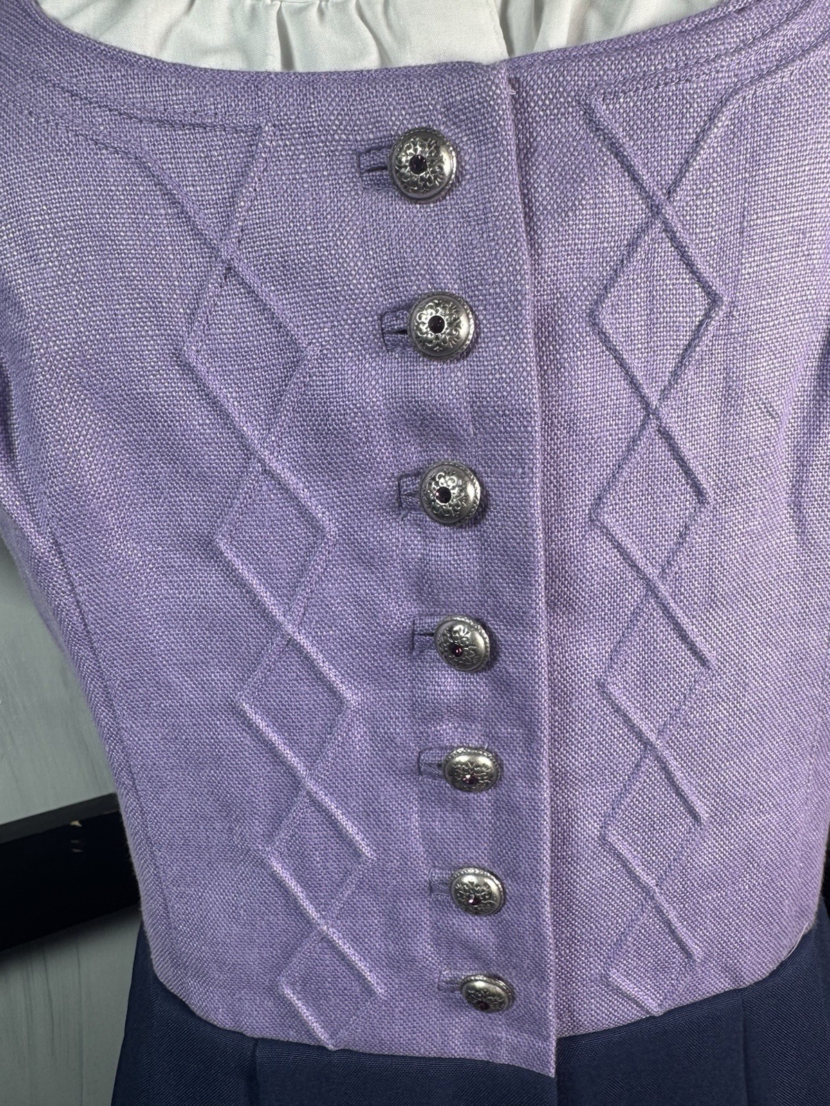 TRACHTEN Real Oktoberfest Dress STOIBER Shirt, Purple/Navy, Size 40, New No Tags