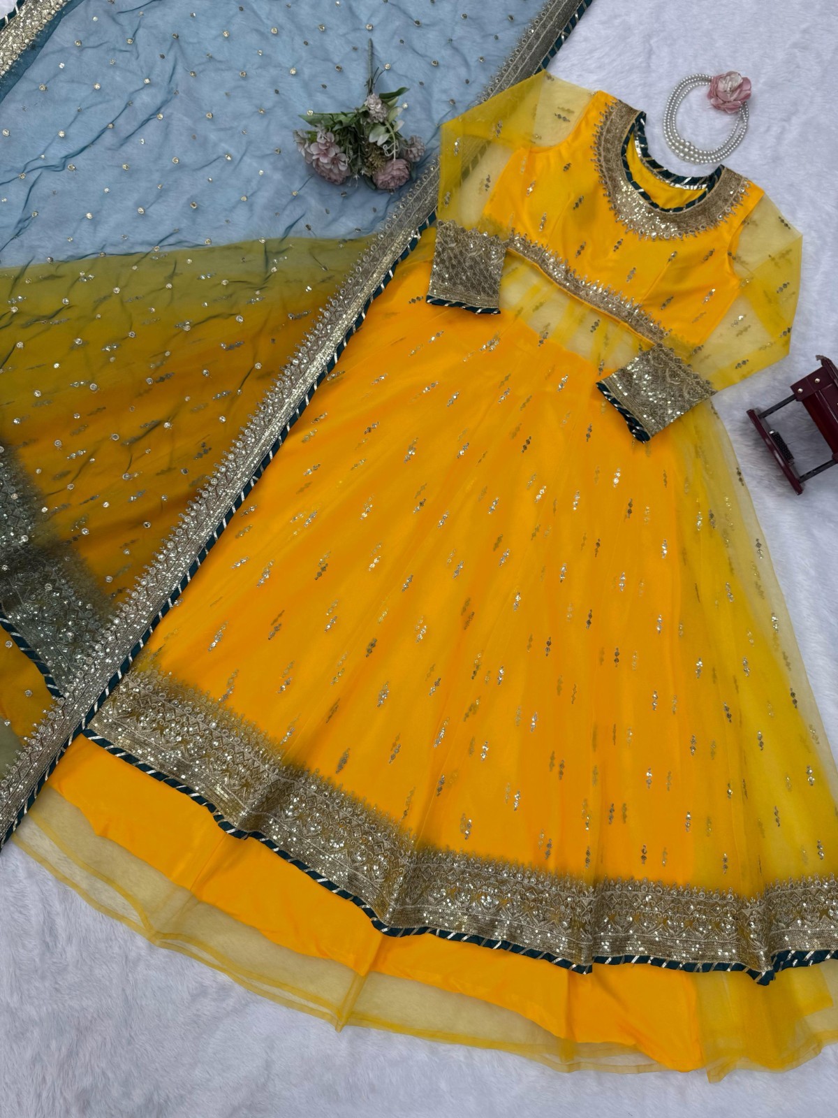 Presenting New Soft Net Yellow Top Lehenga With Dupatta For Festival Wear